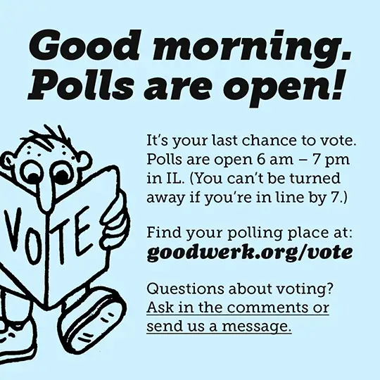 Infographic title: Good Morning. Polls are Open!